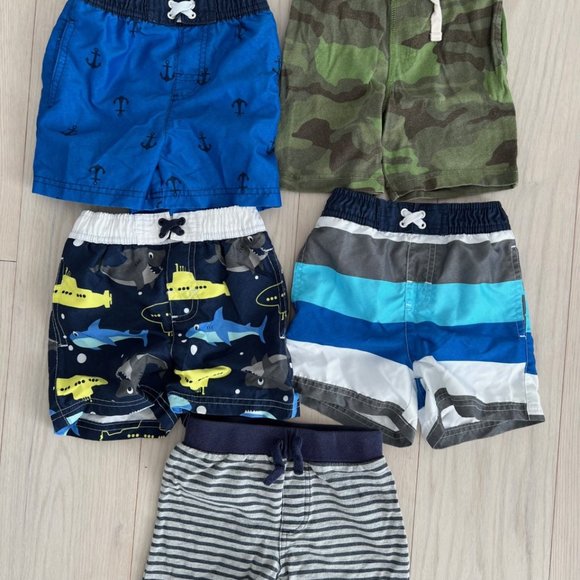 Set of 5 Boy's Toddler Shorts & Swim trunks Various 12-24 Months - Picture 2 of 4